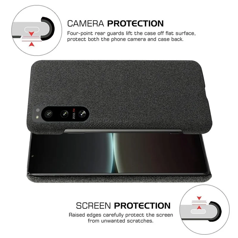 For Sony Xperia 5 IV 5G Solid Color Hard PC + Cloth Anti-Scratch Phone Case Ultra Slim Anti-Fingerprint Back Cover - Black
