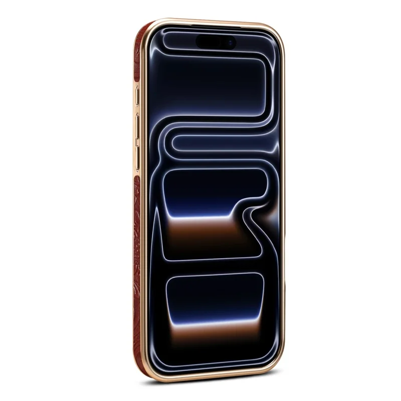 DENIOR A25 per iPhone 17 Pro Max Cover Compatibile con MagSafe Supporto Elettroplaccato Vera Pelle di Mucca Custodia Posteriore per Telefono - Rosso
