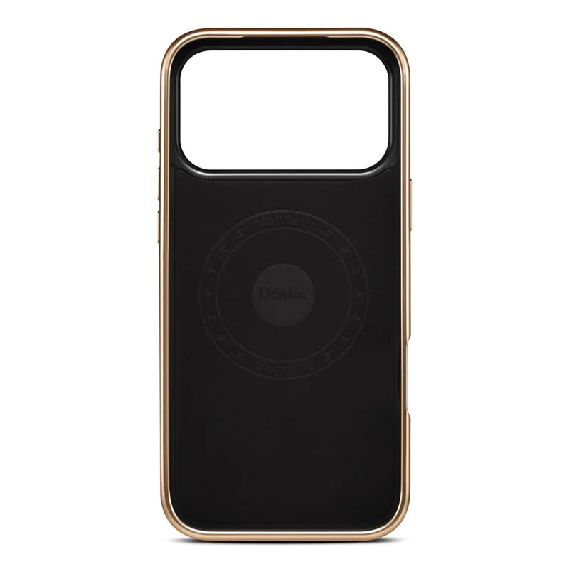 DENIOR A25+1 Pour iPhone 17 Pro Max Étui Magnétique Support Électroplaqué Texture de Cuir de Vache Véritable Couverture de Téléphone en Cuir de Vache - Orange