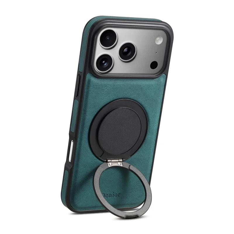 DENIOR A14 Funda magnética para iPhone 17 Pro, soporte giratorio, cubierta de teléfono de cuero PC TPU - Azul