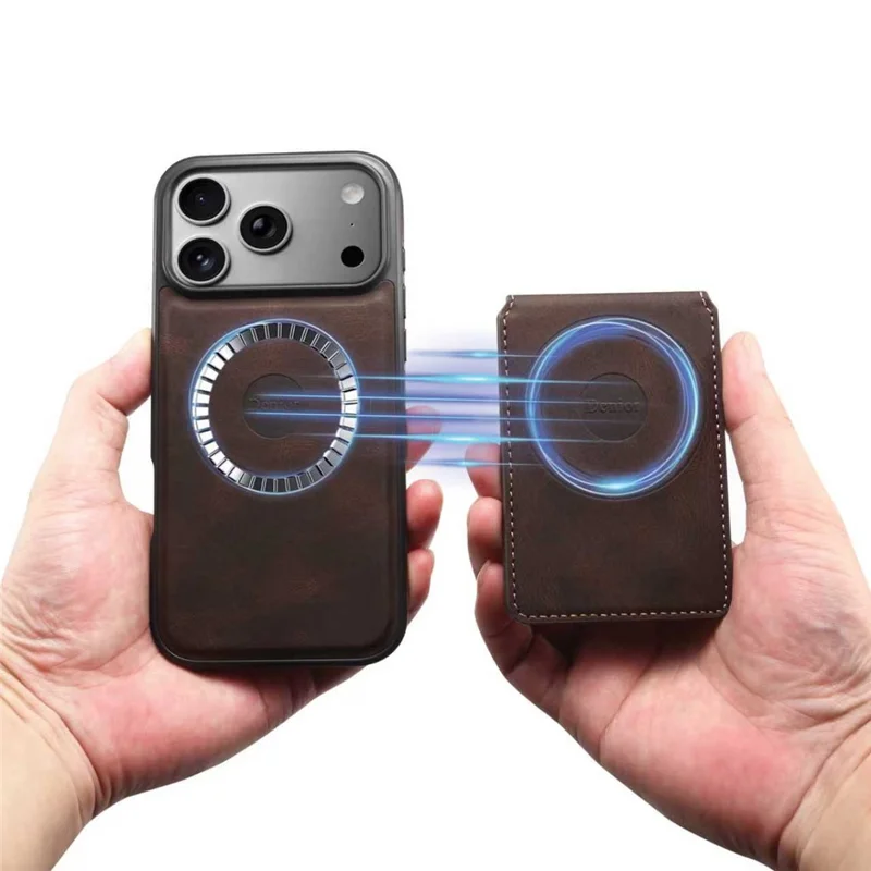 DENIOR D17 Funda para iPhone 17 Pro Max Compatible con MagSafe Bolsa para Tarjetas Funda de Teléfono - Marrón
