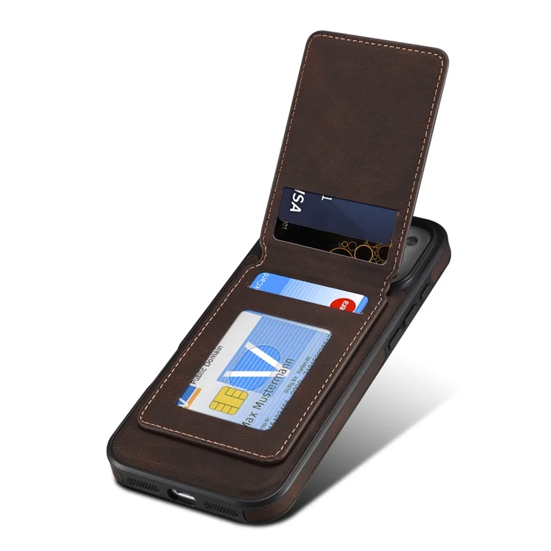 DENIOR D17 Funda para iPhone 17 Pro Max Compatible con MagSafe Bolsa para Tarjetas Funda de Teléfono - Marrón