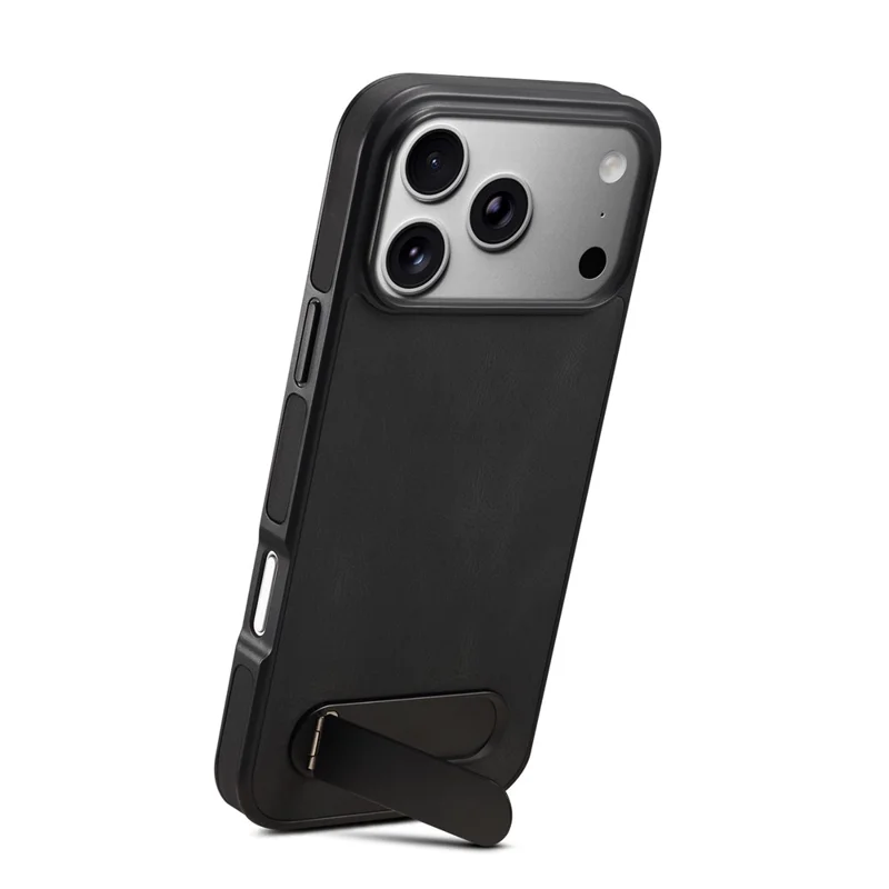 DENIOR A25+2 Étui Compatible avec iPhone 17 Pro MagSafe avec Support Peau Cuir Tactile PC TPU - Noir