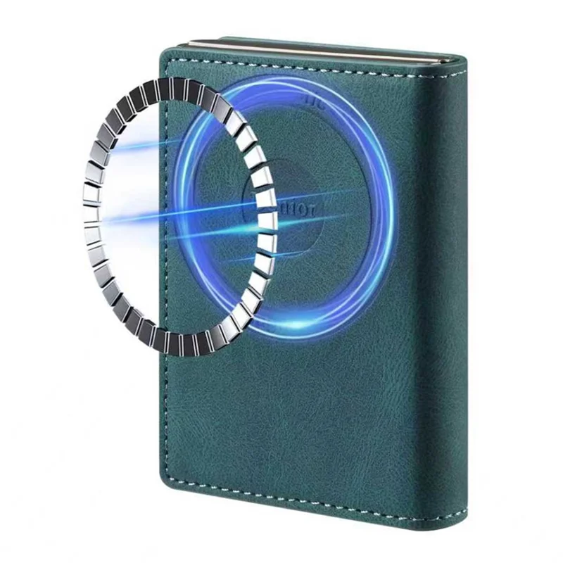 DENIOR V21 Skin Feel Magnetic Card Case PU Leather Kickstand Phone Back Card Holder - Blue