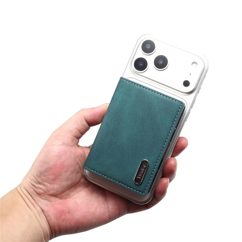 DENIOR V21 Skin Feel Magnetic Card Case PU Leather Kickstand Phone Back Card Holder - Blue