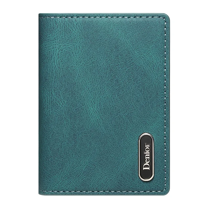 DENIOR V21 Skin Feel Magnetic Card Case PU Leather Kickstand Phone Back Card Holder - Blue