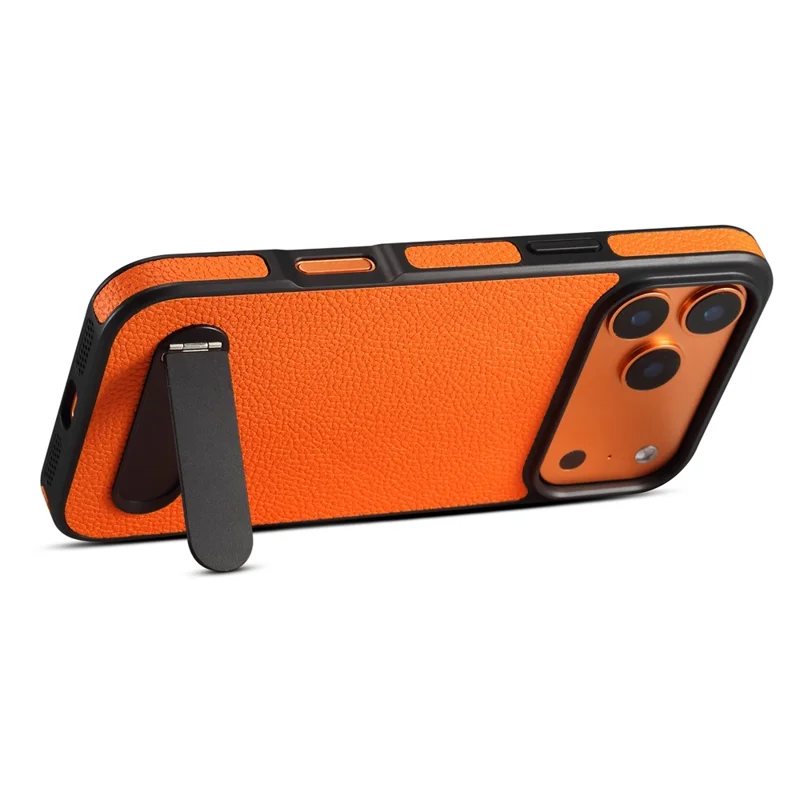 DENIOR A25+3 per iPhone 17 Pro Cover Compatibile con MagSafe Texture Liscia in Pelle PC TPU Supporto Custodia Telefonica - Arancione