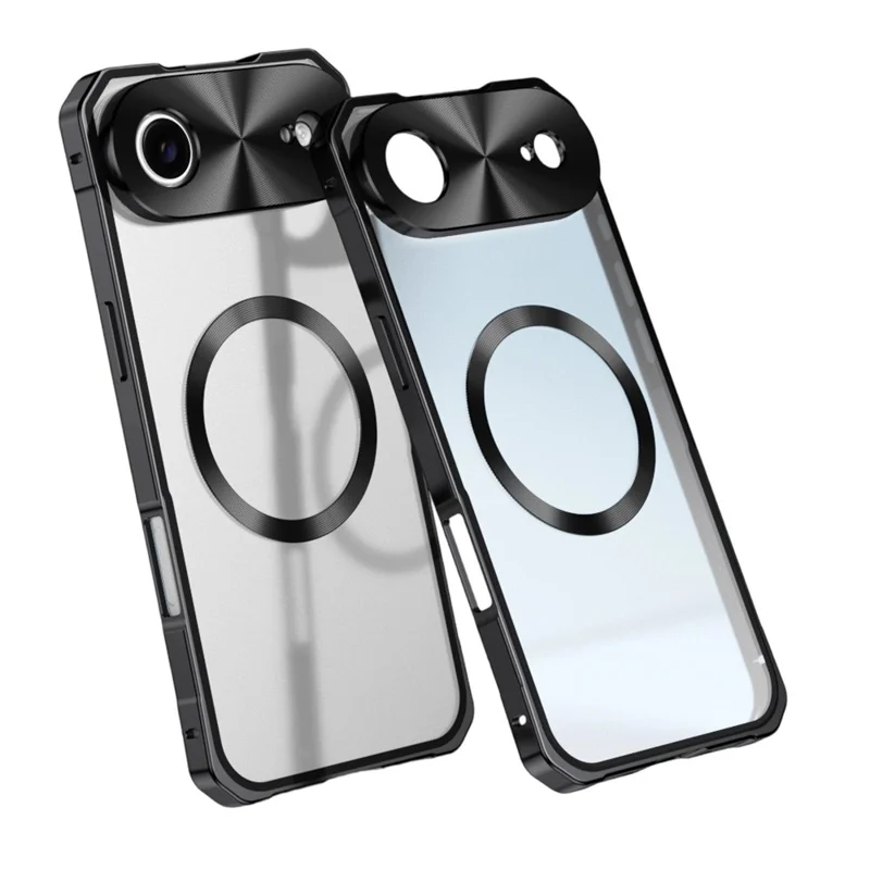 Für iPhone Air Case kompatibel mit MagSafe Hartmetall-Rahmen Mattierte Telefon-Rückabdeckung - Dunkelgrau