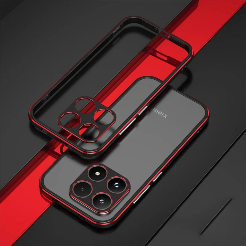 For Xiaomi 17 Bumper Case Lens Protector Dual Color Metal Frame Phone Cover with Screw Lock - Black / Red