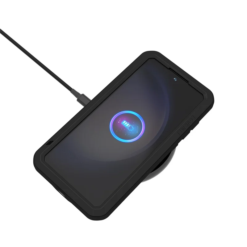 LOVE MEI Étui pour Samsung Galaxy S25 FE Protecteur d'écran en verre trempé Couverture de téléphone en métal + silicone - Noir