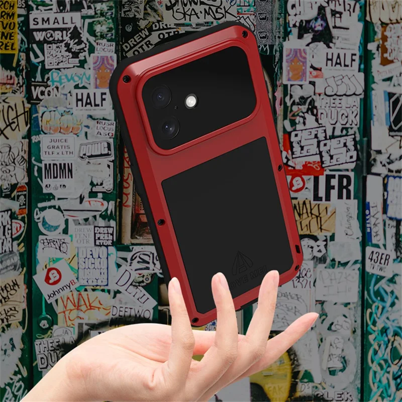 LOVE MEI til iPhone 17 skærmbeskytter i krogbeskyttende stof + silikone telefonbeskyttelse - Sort