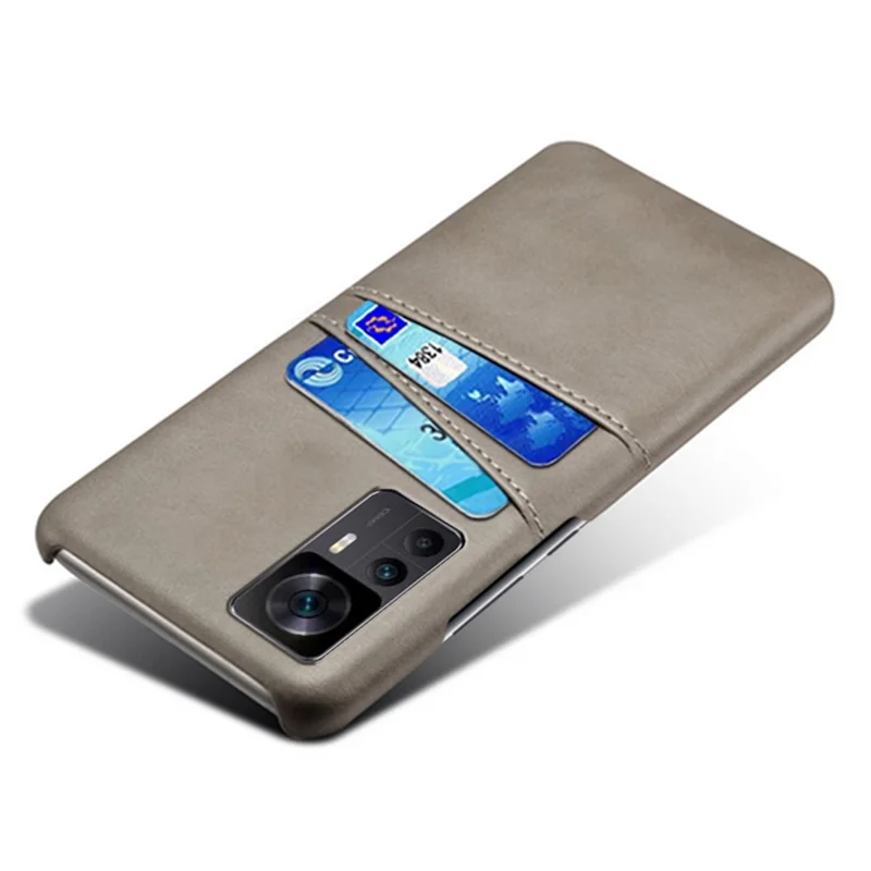 For Xiaomi Redmi K50 Ultra 5G / 12T 5G / 12T Pro 5G Dual Card Slots Phone Case PU Leather Coated Hard PC Scratch Resistant Cover - Grey
