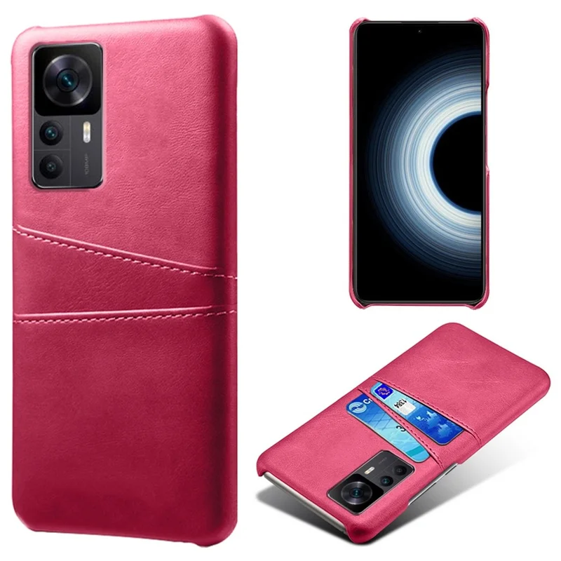Para Xiaomi Redmi K50 Ultra 5G / 12T 5G / 12T Pro 5G Ranuras Duales Ranuras Teléfono PU Cubierta Resistente a Los Rasguños de PC Con Recubrimiento de Cuero - Rosa