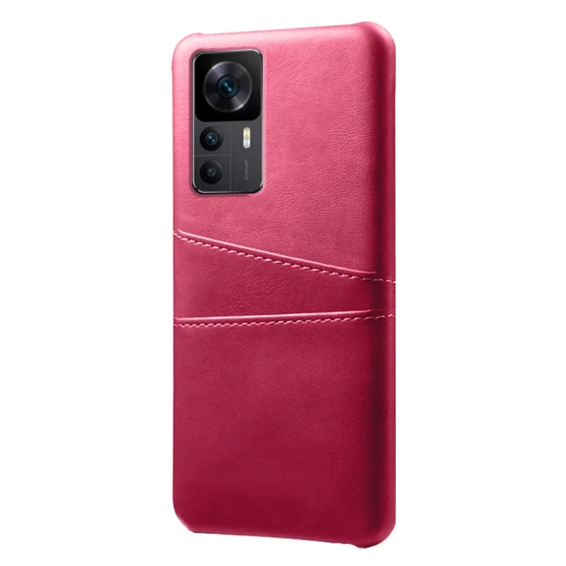 Para Xiaomi Redmi K50 Ultra 5G / 12T 5G / 12T Pro 5G Ranuras Duales Ranuras Teléfono PU Cubierta Resistente a Los Rasguños de PC Con Recubrimiento de Cuero - Rosa