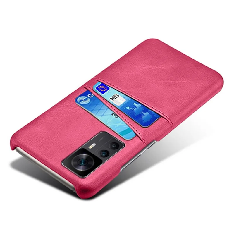 Para Xiaomi Redmi K50 Ultra 5G / 12T 5G / 12T Pro 5G Ranuras Duales Ranuras Teléfono PU Cubierta Resistente a Los Rasguños de PC Con Recubrimiento de Cuero - Rosa