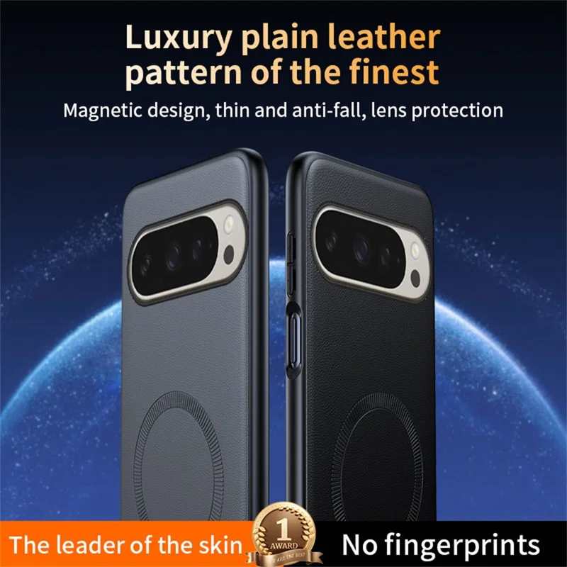 For Google Pixel 10 Pro XL Magnetic Case Leather Coated TPU + PC Phone Cover - Black