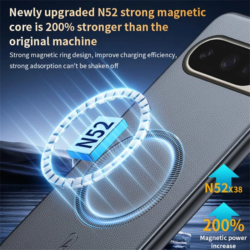 For Google Pixel 10 Pro XL Magnetic Case Leather Coated TPU + PC Phone Cover - Black