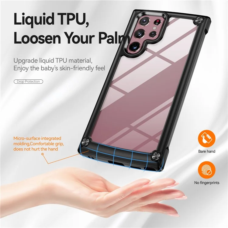 For Samsung Galaxy S23 Ultra PC + TPU Drop-proof Cover Electroplating Smartphone Protective Back Case - Black