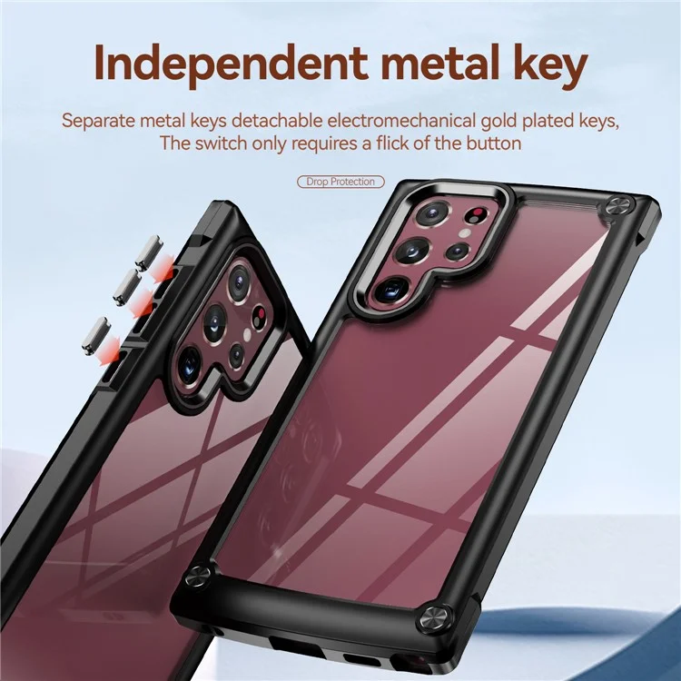 For Samsung Galaxy S23 Ultra PC + TPU Drop-proof Cover Electroplating Smartphone Protective Back Case - Black