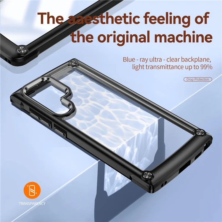 For Samsung Galaxy S23 Ultra PC + TPU Drop-proof Cover Electroplating Smartphone Protective Back Case - Black