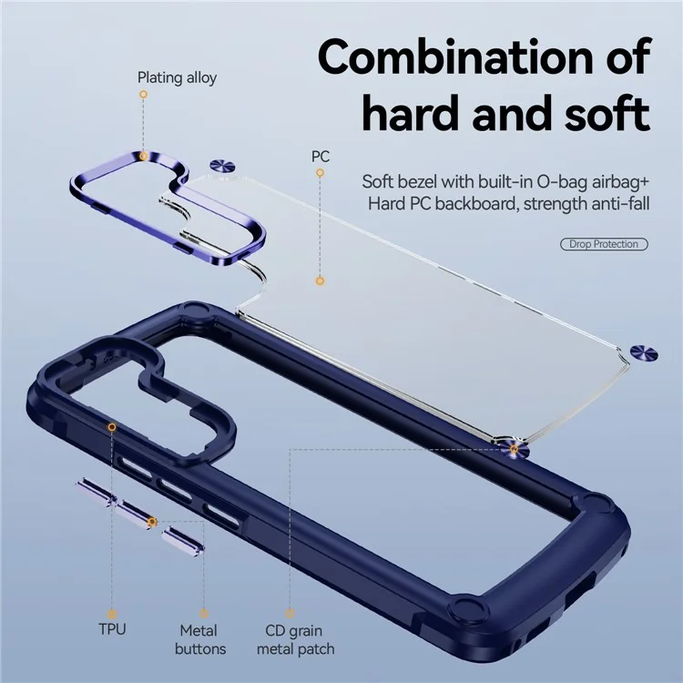 Für Samsung Galaxy S23 PC + TPU Anti-Drop Protective Cover Electroplating Anti-Scratch Phone Back Case - Blau