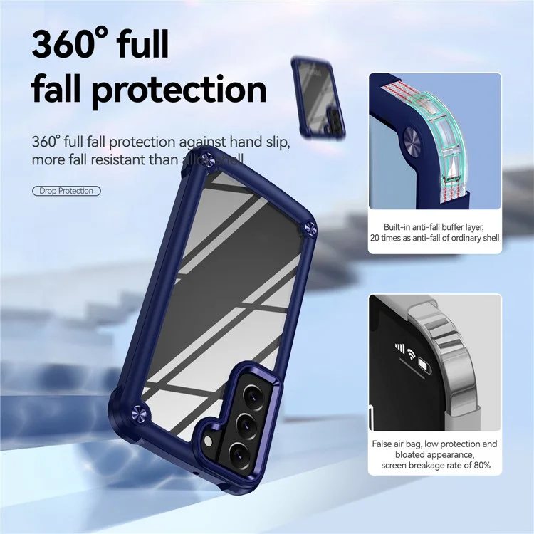 Für Samsung Galaxy S23 PC + TPU Anti-Drop Protective Cover Electroplating Anti-Scratch Phone Back Case - Blau