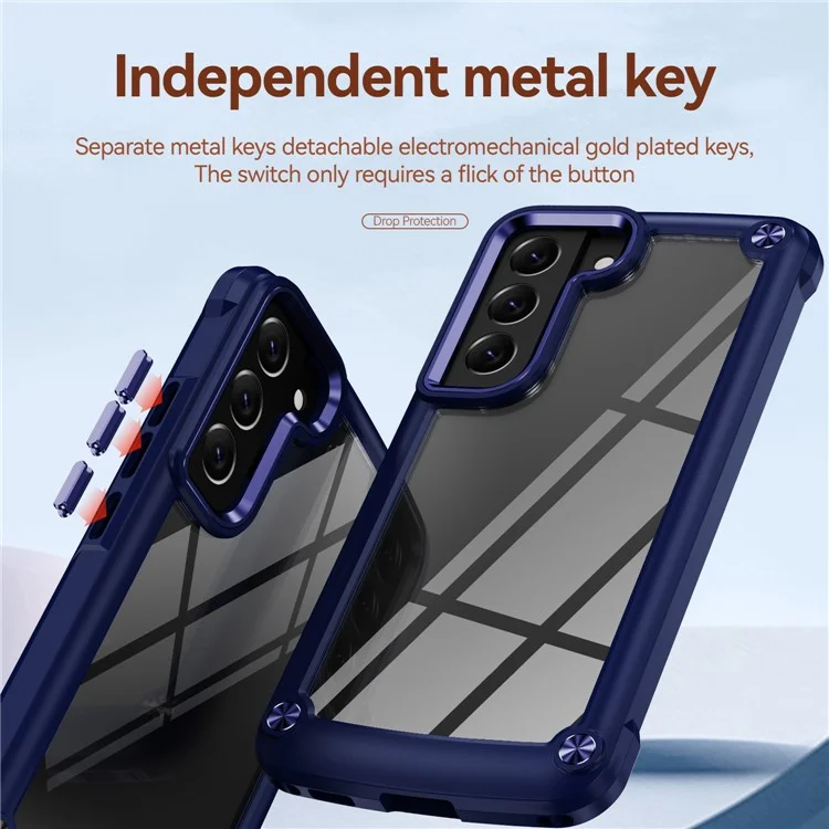 Für Samsung Galaxy S23 PC + TPU Anti-Drop Protective Cover Electroplating Anti-Scratch Phone Back Case - Blau
