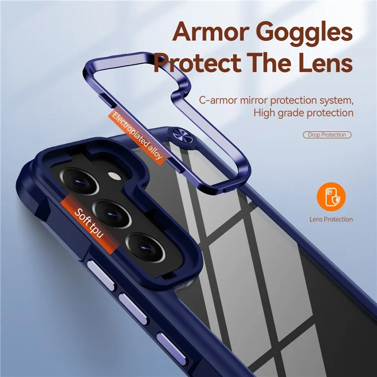 Für Samsung Galaxy S23 PC + TPU Anti-Drop Protective Cover Electroplating Anti-Scratch Phone Back Case - Blau