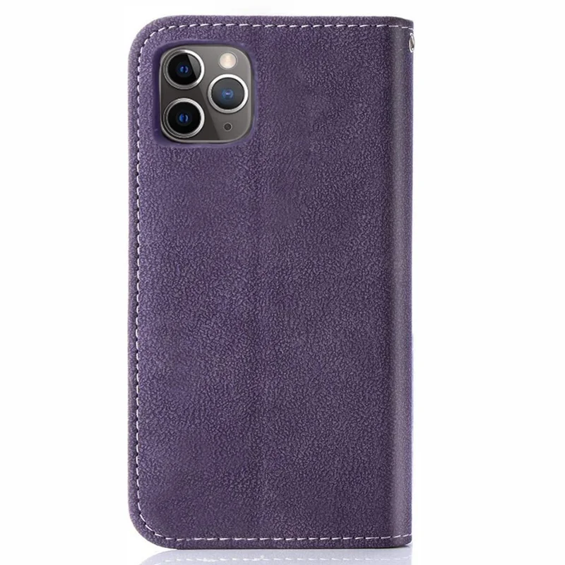 For iPhone 15 Pro Case Retro PU Leather Wallet Phone Cover with Rotating Card Slots Holder - Purple