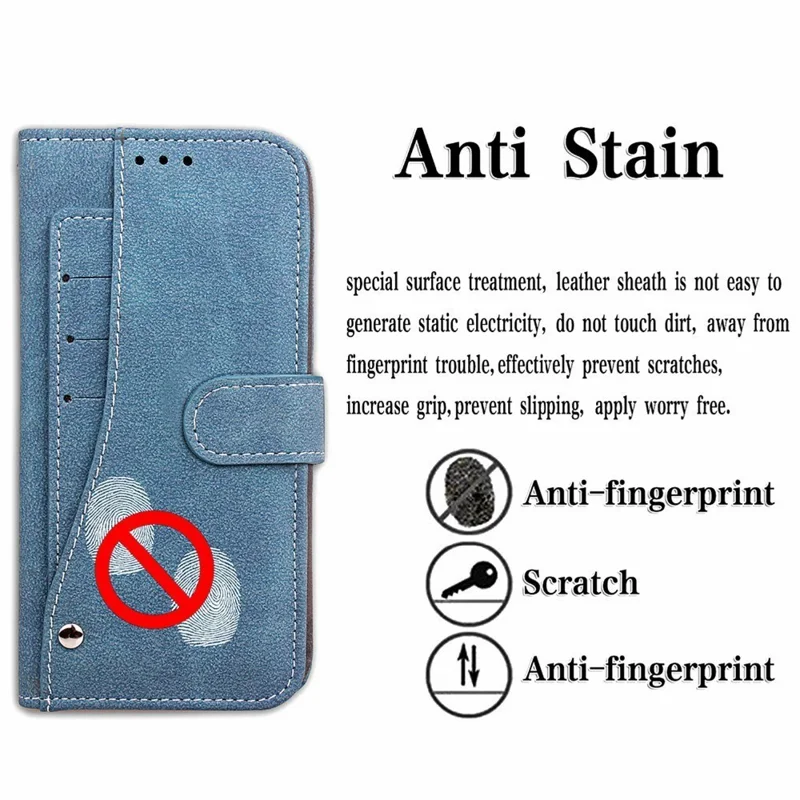 Für iPhone 15 Plus Hülle Retro PU-Leder-Geldbörse Handyhülle mit drehbaren Kartenschlitzen - Blau