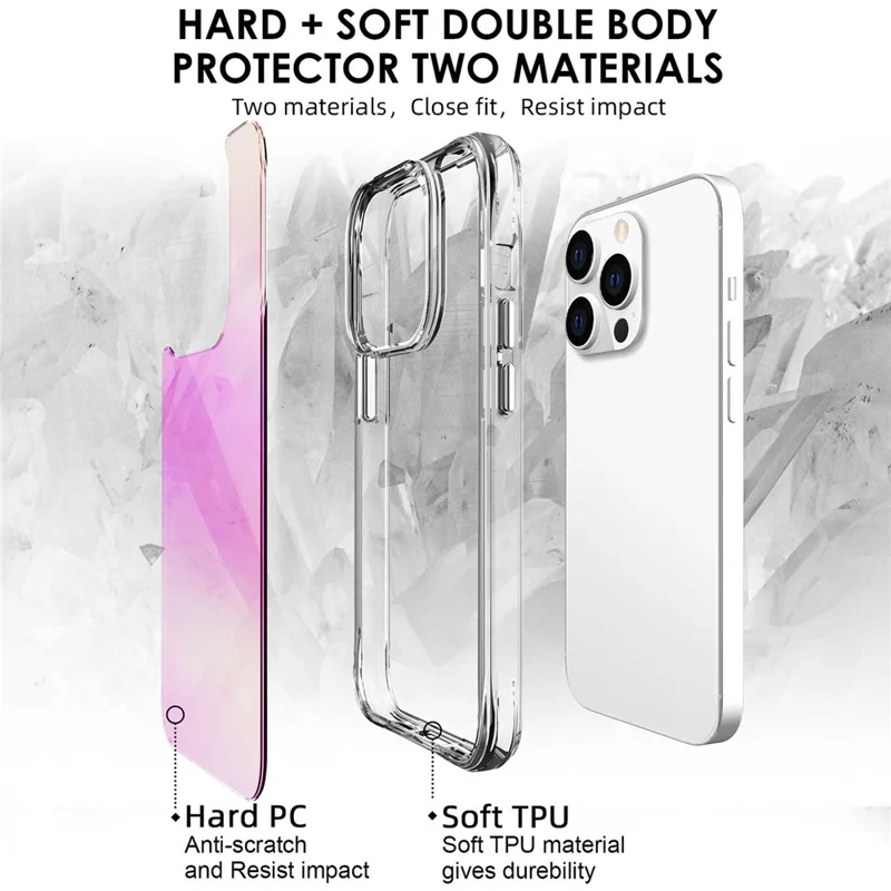 Groothandel voor iPhone 14 Pro Max hoesje Geëlokteer TPU + PC-beschermhoes - Roze
