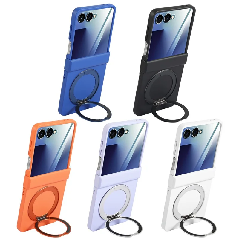 Voor Motorola Razr 60 Magnetische Hoes Roterende Standaard Electroplated PC Telefoonhoes - Zwart