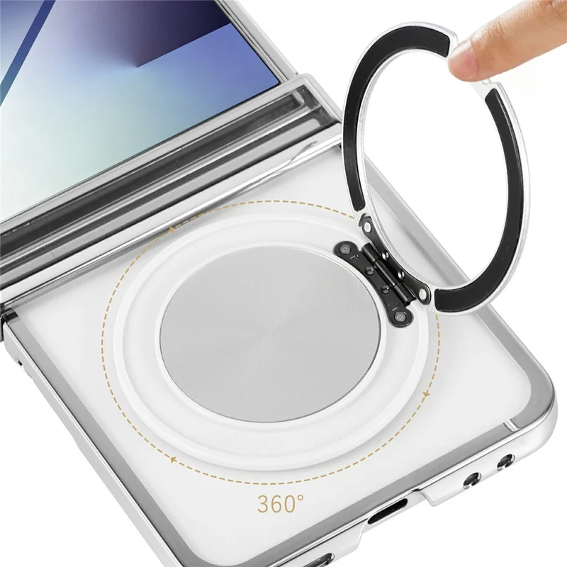 غطاء مغناطيسي لهاتف Motorola Razr 60 بتصميم عروق CD وحامل قابل للدوران 360 درجة ومصنوع من مادة البولي كربونات المطلي كهربائياً - ذهبي