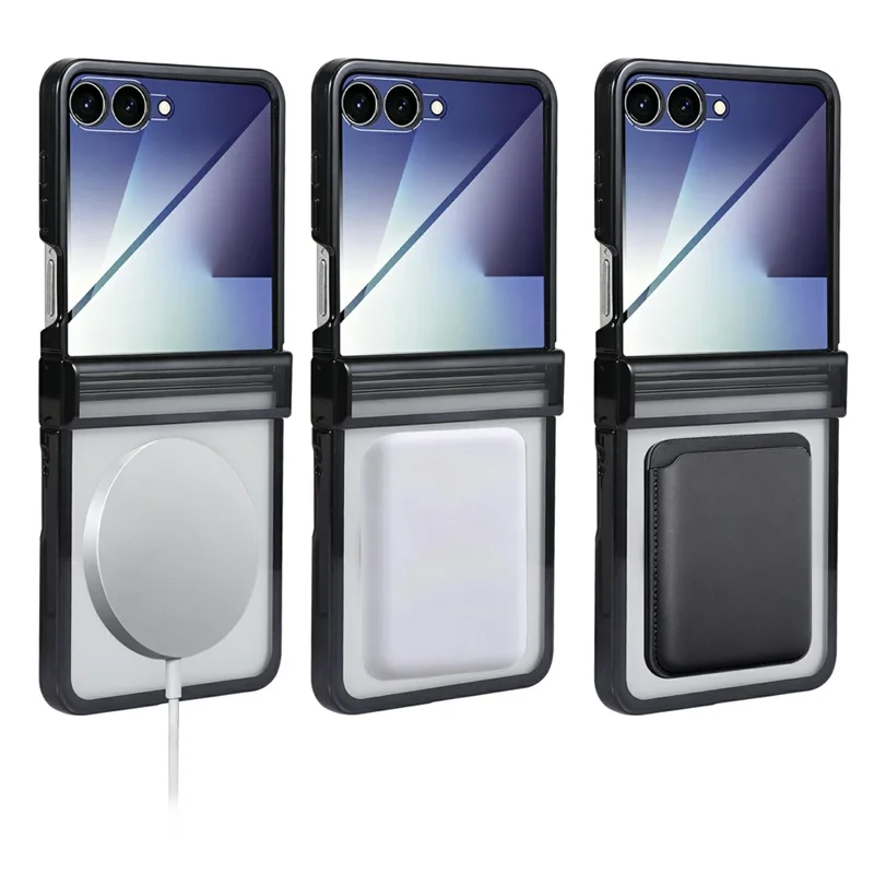 For Motorola Razr 60 Magnetisk Case Elektropladeret CD-åre PC-telefondæksel med Hærdet Glas Skærmfilm - Sort