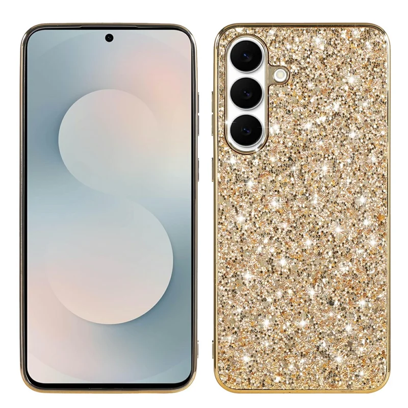 Voor Samsung Galaxy S25 FE Hoesje TPU + PC Glitterend Glanzend Telefoonhoesje - Goud