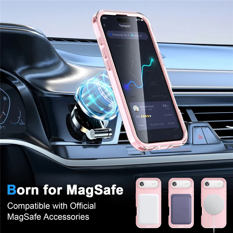 For iPhone Air Magnetic Case Kickstand Matt TPU + PC Telefonbeskyttelse med PET Skærmværn - Pink