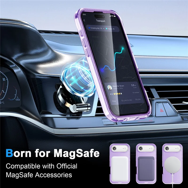 For iPhone Air Magnetic Case Kickstand Frosted TPU + PC Phone Cover with PET Screen Protector - Purple