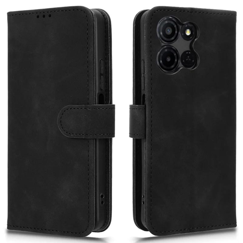 For TCL K33 5G Leather Case Skin Feel Anti Drop Wallet Flip Phone Cover - Black