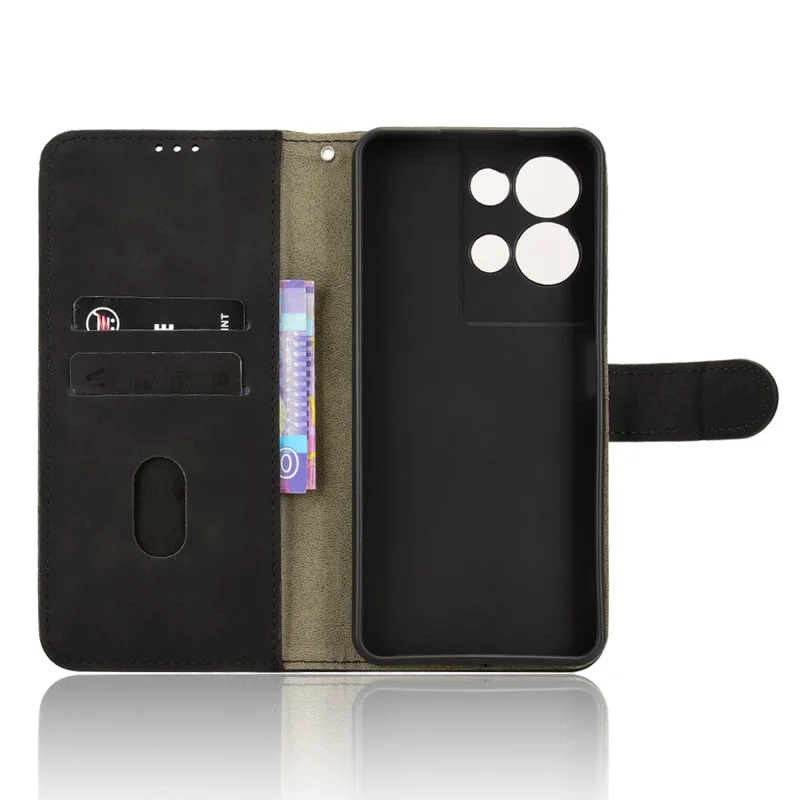 For TCL K33 5G Leather Case Skin Feel Anti Drop Wallet Flip Phone Cover - Black