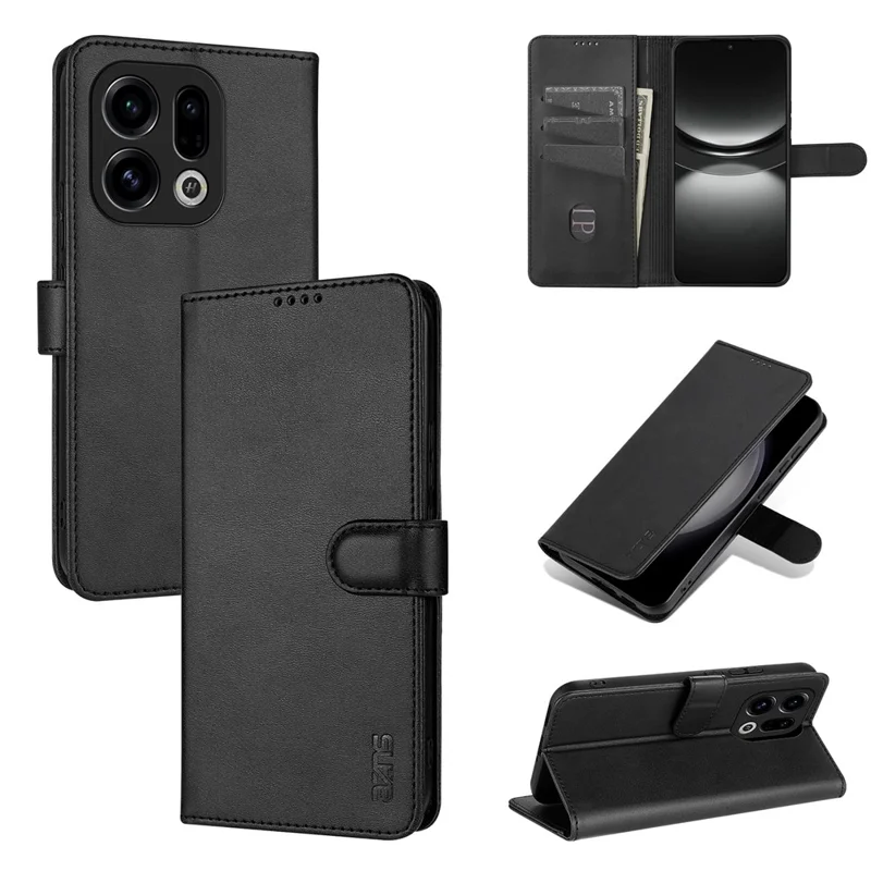 AZNS For Oppo Find X9 5G Case PU Leather Wallet Phone Cover - Black