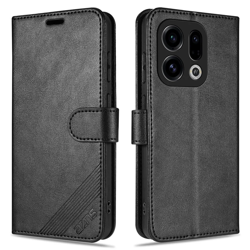 AZNS For Oppo Find X9 5G Case Anti-Scratch PU Leather Stand Wallet Phone Cover - Black