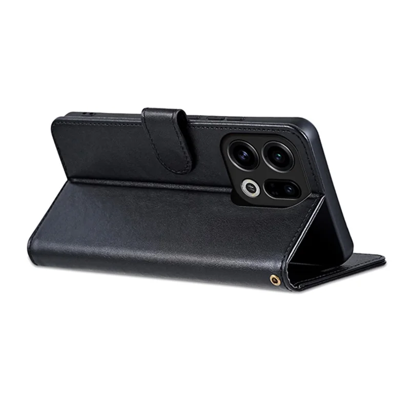 AZNS For Oppo Find X9 5G Case Anti-Scratch PU Leather Stand Wallet Phone Cover - Black