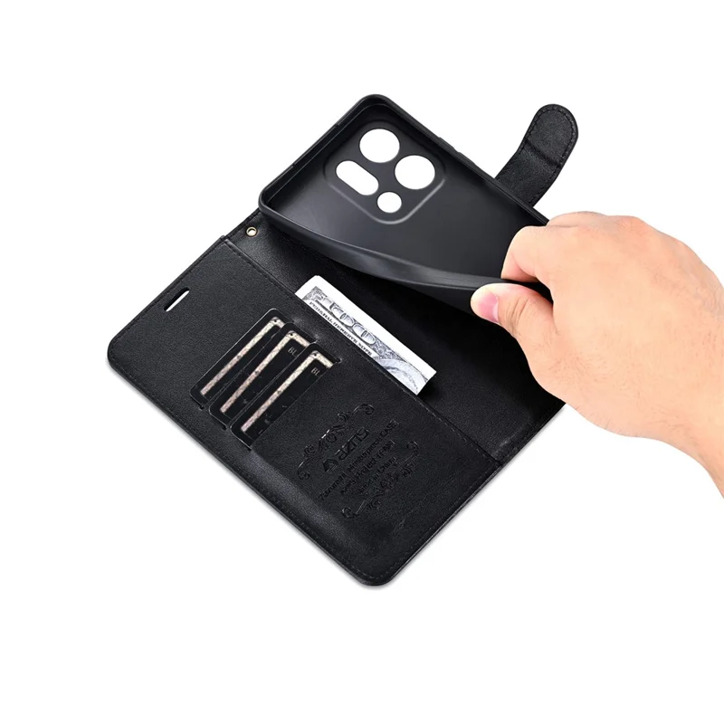 AZNS For Oppo Find X9 5G Case Anti-Scratch PU Leather Stand Wallet Phone Cover - Black