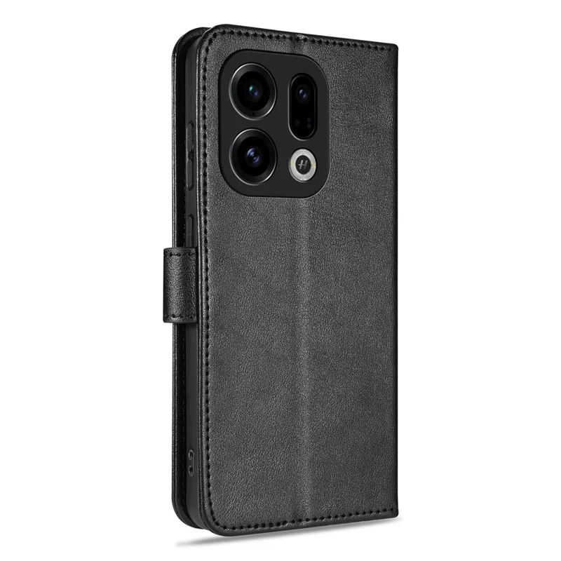 AZNS For Oppo Find X9 5G Case Anti-Scratch PU Leather Stand Wallet Phone Cover - Black