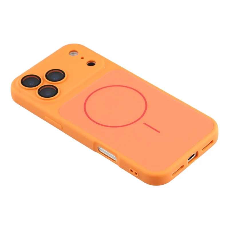 For iPhone 17 Pro Max Case Compatible with MagSafe Skin Touch TPU PC Phone Back Cover with Camera Lens Protector - Orange