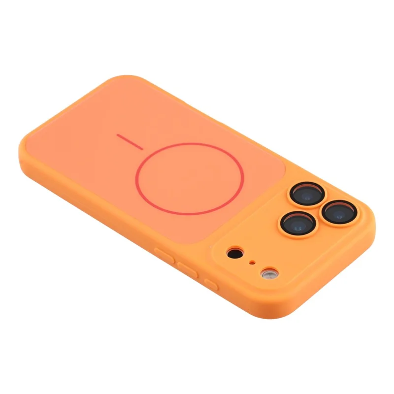 For iPhone 17 Pro Max Case Compatible with MagSafe Skin Touch TPU PC Phone Back Cover with Camera Lens Protector - Orange