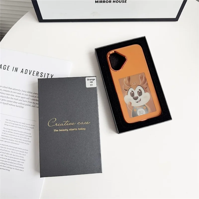 Til iPhone 17 Smart E-Ink telefonbeskytter med 4-farve HD 4 tommer skærm, NFC, brugerdefineret skærm - Orange