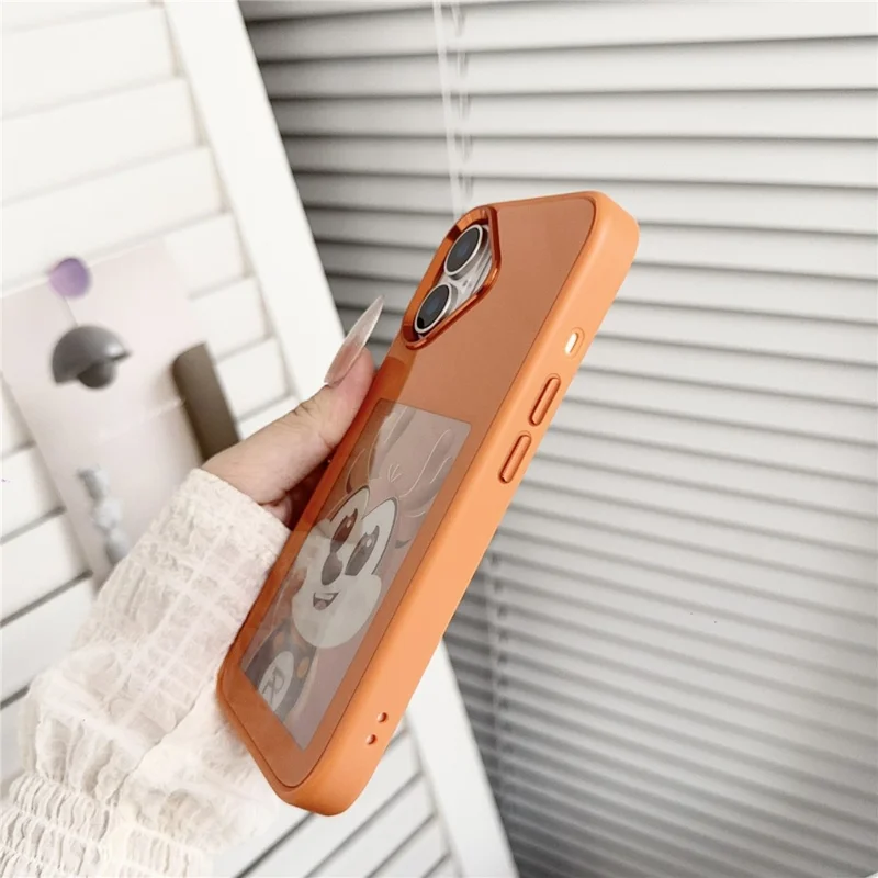 Til iPhone 17 Smart E-Ink telefonbeskytter med 4-farve HD 4 tommer skærm, NFC, brugerdefineret skærm - Orange