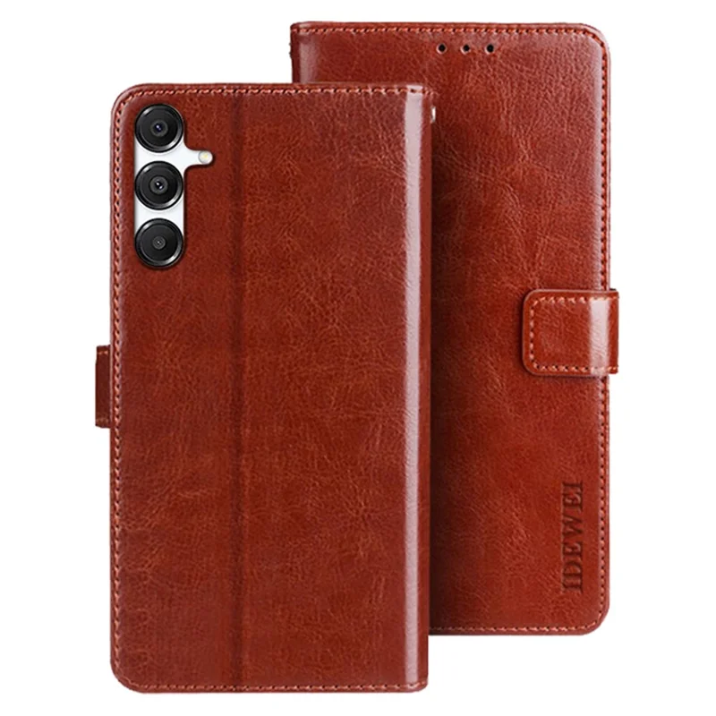 IDEWEI For Samsung Galaxy A17 5G  /  4G Stand Case Crazy Horse Texture Leather Phone Cover - Brown