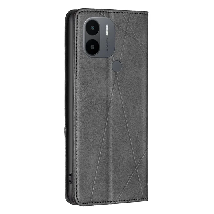 For Xiaomi Redmi A1 4G / A2 4G / A1+ 4G / A2+ 4G / Poco C50 4G Shockproof Case BF Imprinting Pattern Series-1  Leather Case Magnetic Closure Cover with Card Holder Stand - Black